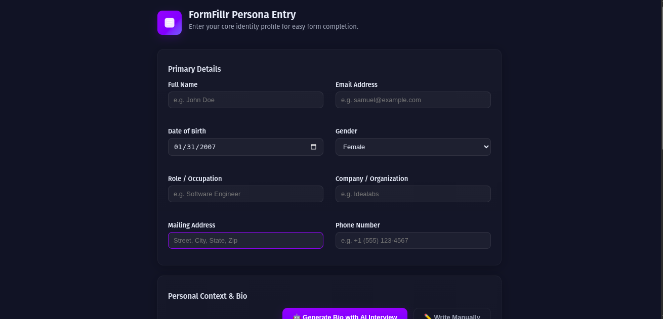 FormFillr project demo